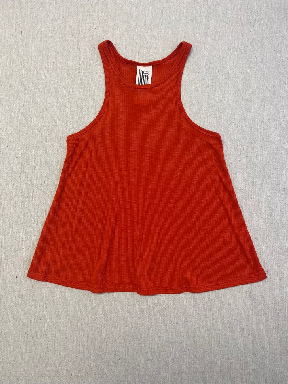 Free People Orange Ribbed Swing Tank Top XS Boho Racerback Flowy